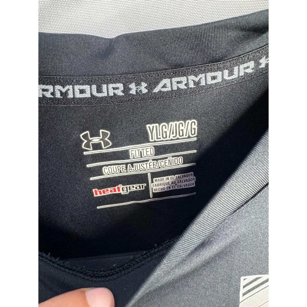 Under Armour Boys HeatGear Long Sleeve Compression Shirt Black YLG Large UPF 30